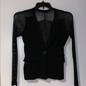 Blazer with sheer sleeves